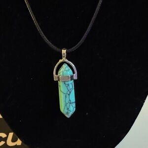 NWOT Turquoise Pendant Necklace on Black Cord